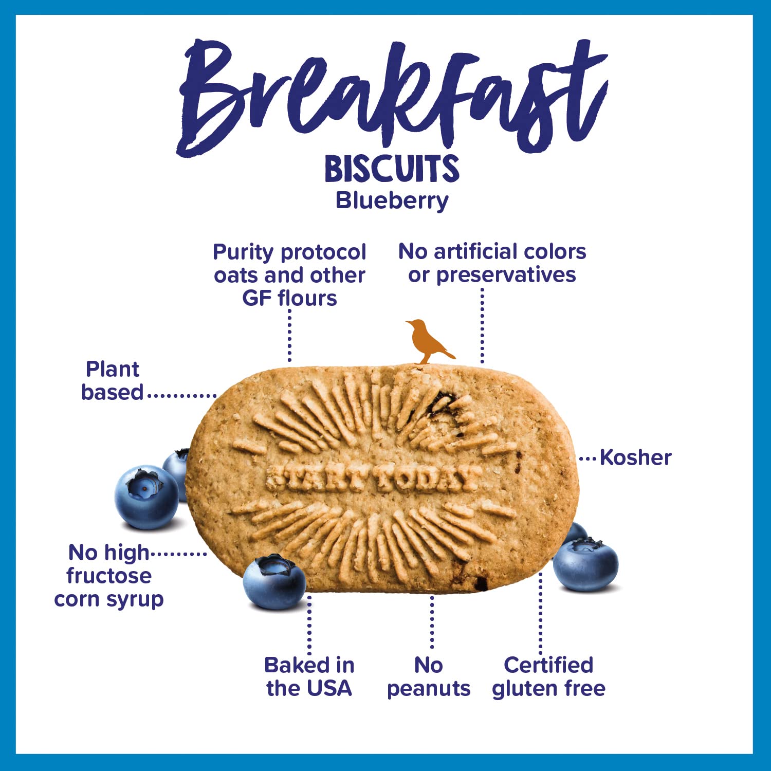 Goodie Girl, Blueberry Breakfast Biscuits - Gluten Free, Peanut Free, Vegan, Kosher - Includes 4 Boxes, 16 Packs Total