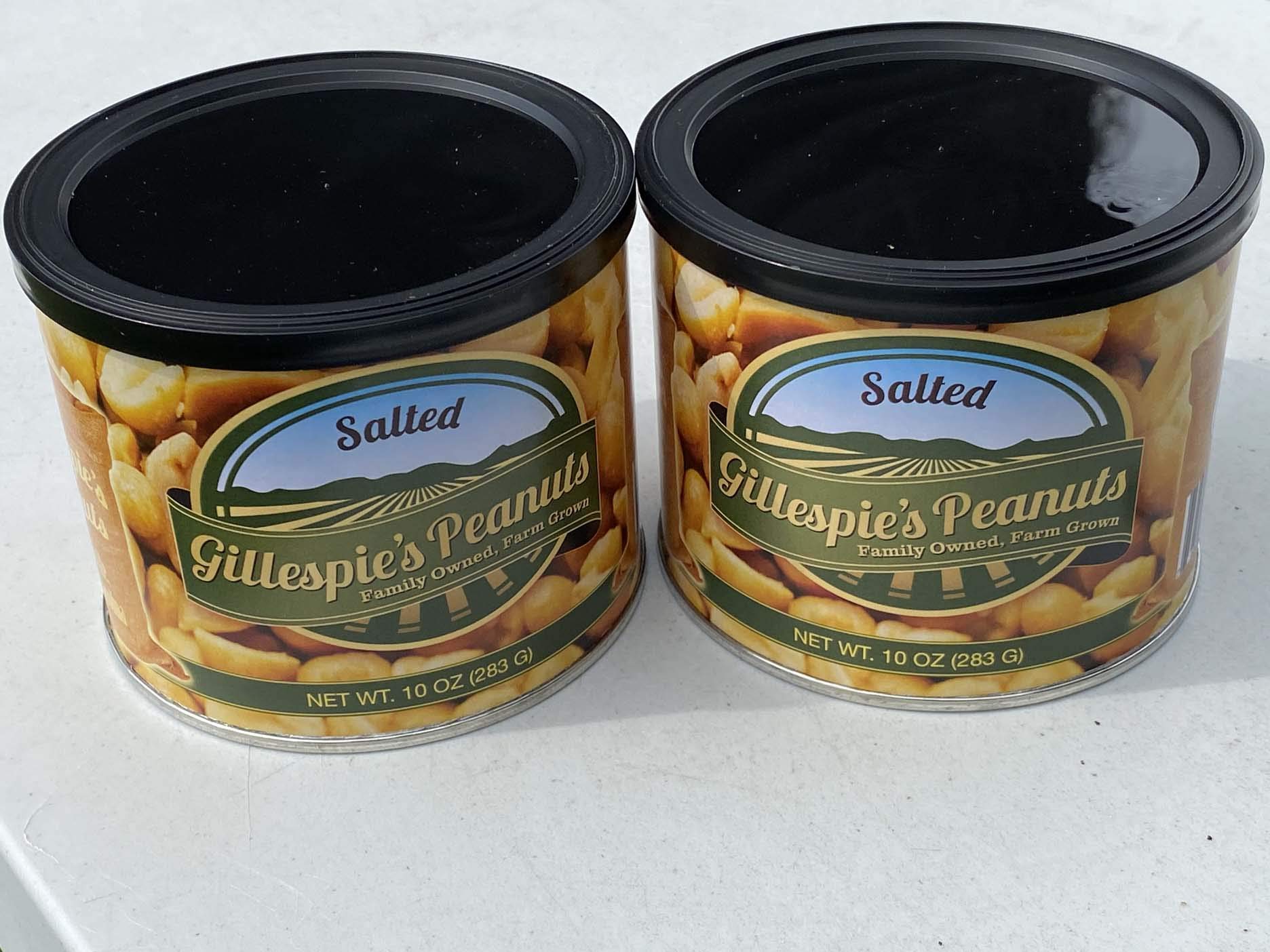 Salted 10oz cans Gillespie's Peanuts grown on our family farm! (1 Can)