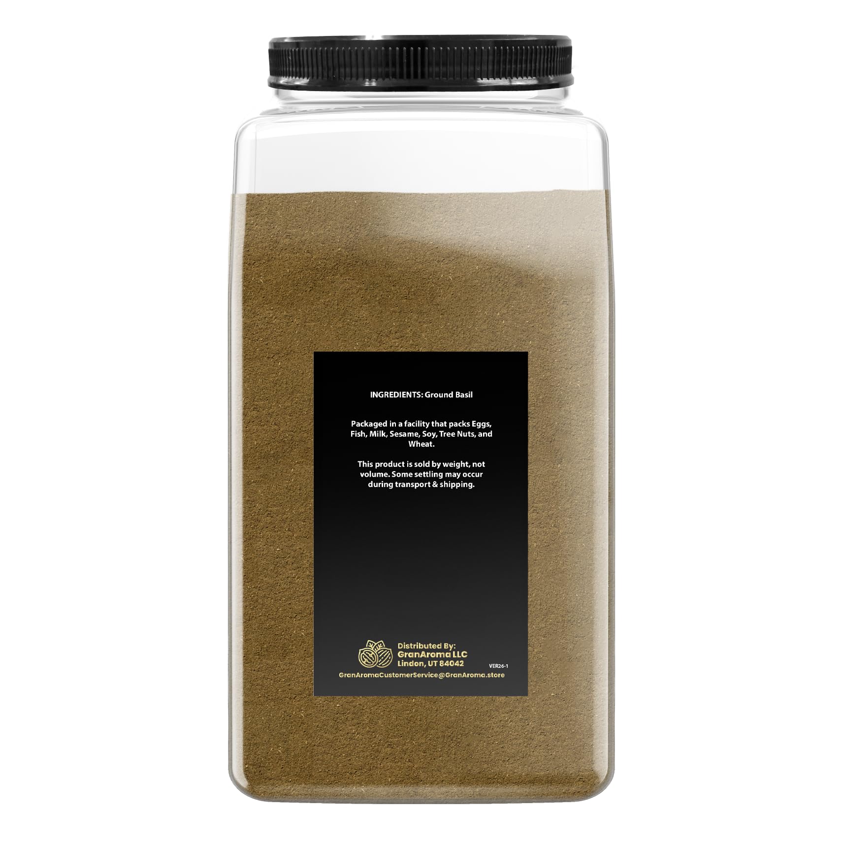 GranAroma Ground Basil, Peppery Flavor, Sauces & Dressings, Fine Ground (3 Pound)
