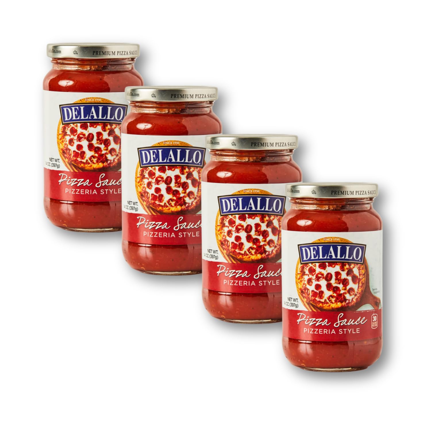 DeLallo Classic Pizzeria-Style Pizza Sauce, 14 Ounce Jar, Made with California Roma Tomatoes, No Artificial Flavors, All Natural, Gluten Free, Low