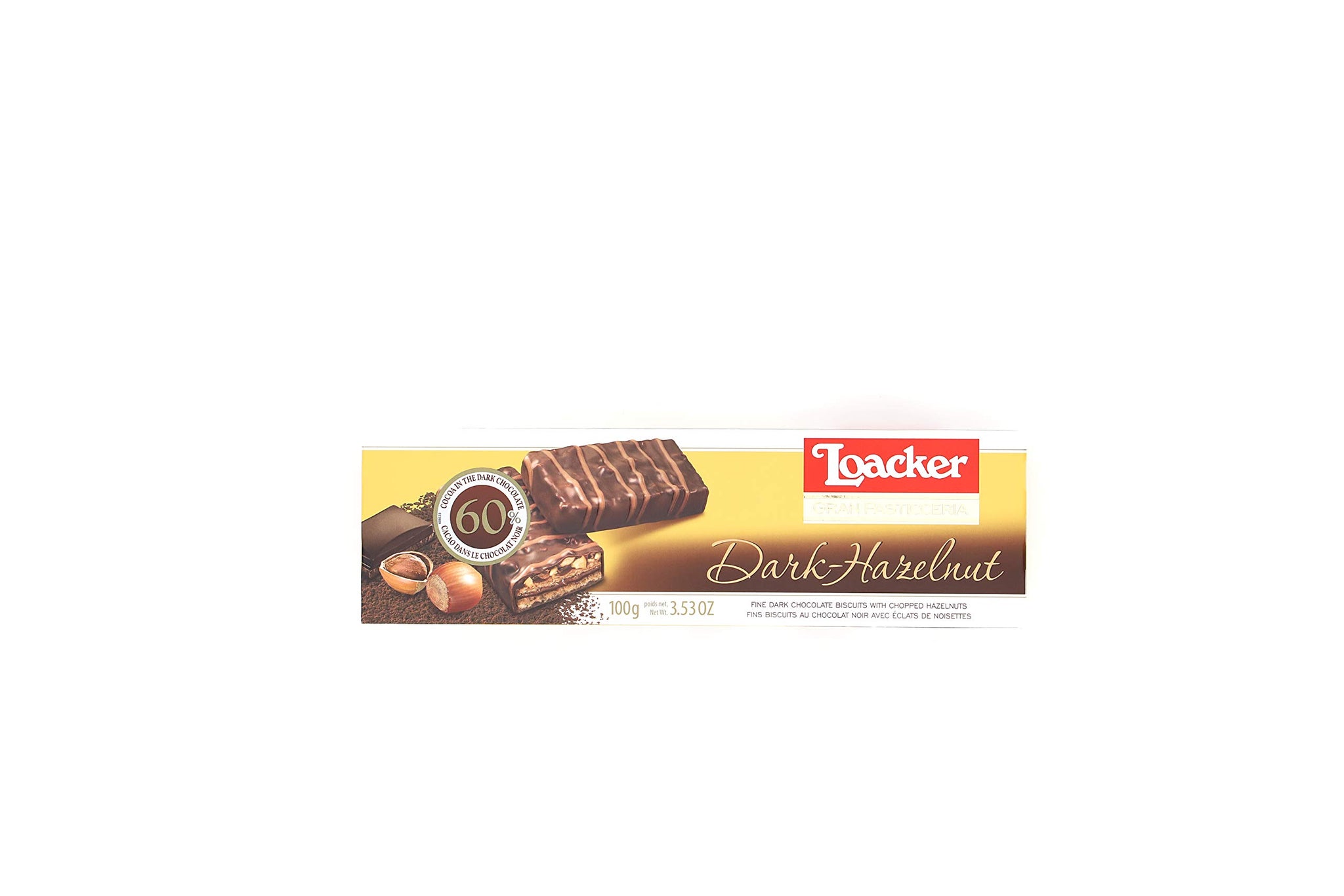 Loacker Cookie, Pstccria Hazelnut Dark, 3.53 Ounce