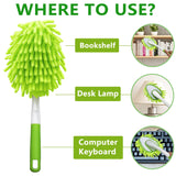 Microfiber Duster for Cleaning, Hand Washable Dusters with 4 pcs Replaceable Microfiber Head,Wet and Dry Use, Detachable Cleaning Supplies for Office
