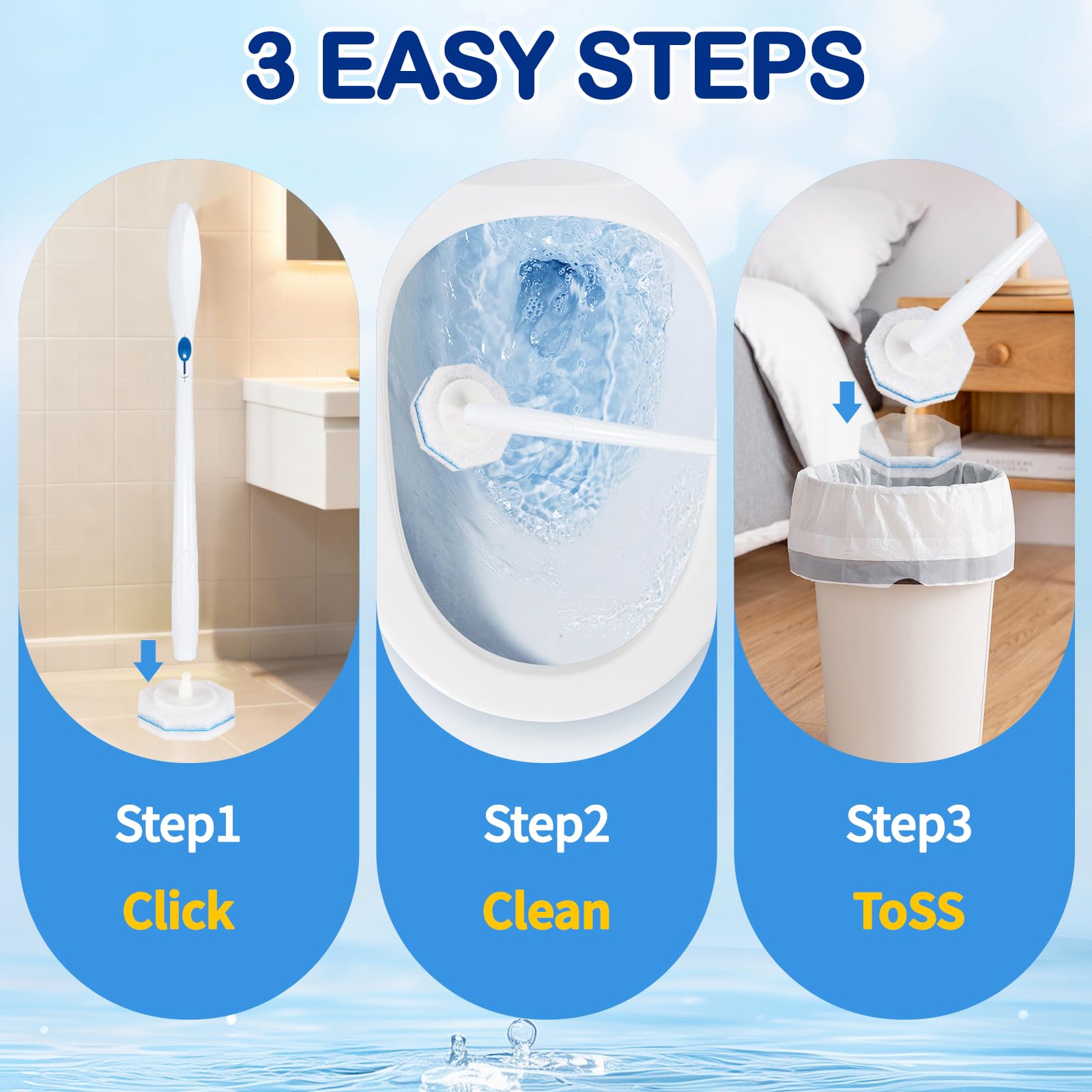 80 Count Disposable Toilet Wand Refills for Toilet Wand, 5X Cleaning Power Scrubber Refill, Bathroom Cleaning Supplies, No Falling Apart, Fresh