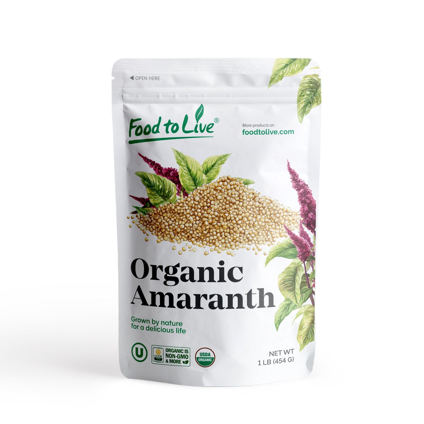Food to Live Organic Amaranth Grain, 1 Pound - Non-GMO, 100% Whole Grain, Kosher, Vegan, Bulk Seeds