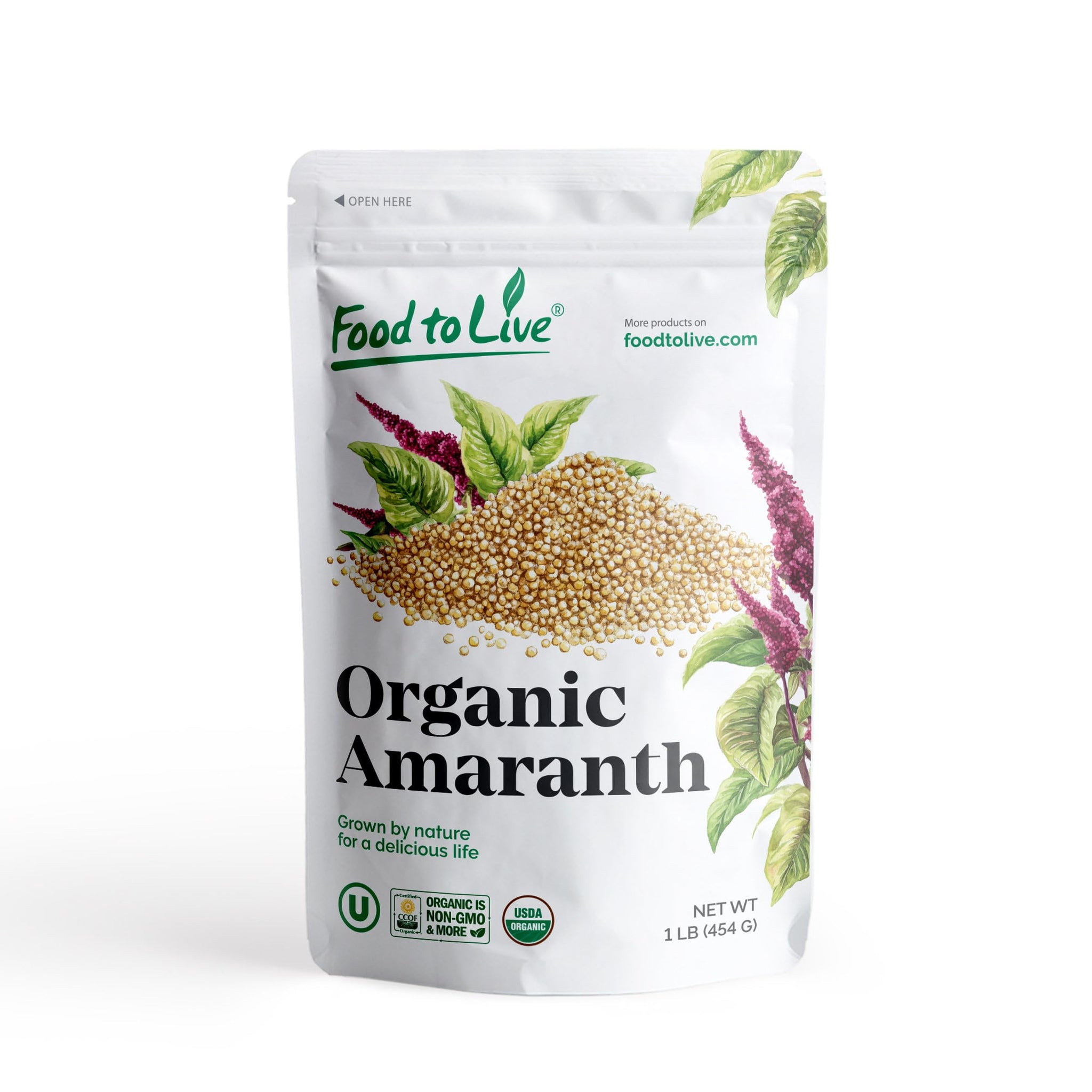 Food to Live Organic Amaranth Grain, 1 Pound - Non-GMO, 100% Whole Grain, Kosher, Vegan, Bulk Seeds