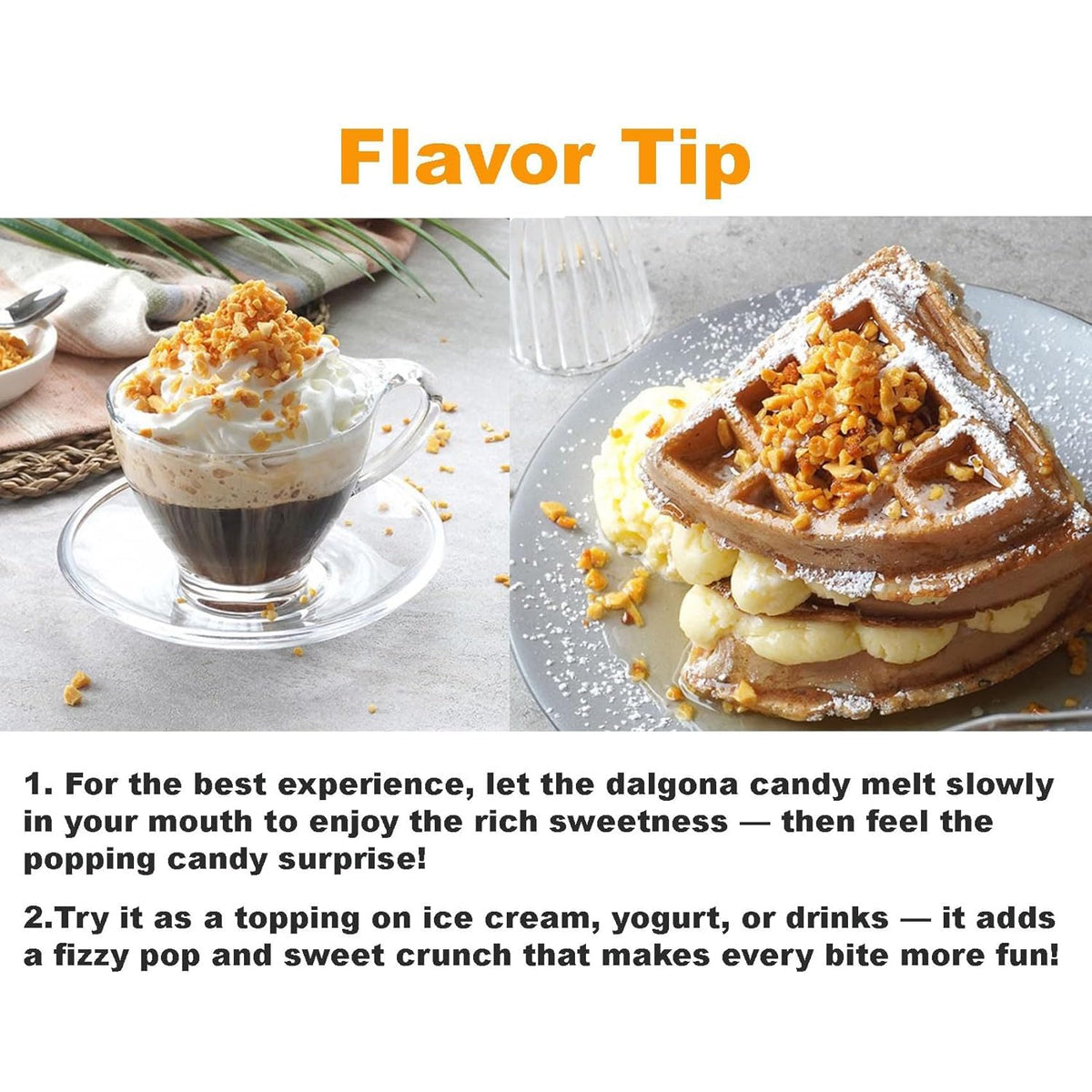 Minecook Funny Popping Dalgona Crunch Candy Coffee Toppings - Sweet, Smooth & Fizzy Pop Sensation - Party & Halloween Treats - Individually Wrapped