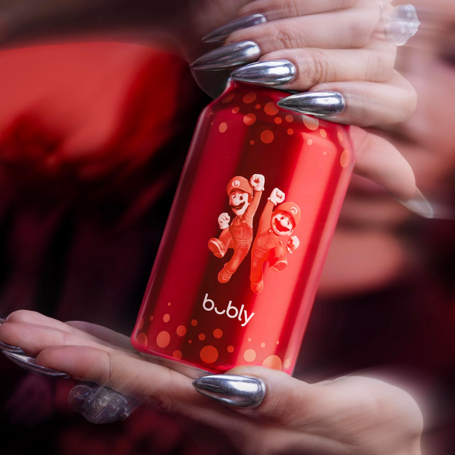 bubly Sparkling Water, The Super Mario Galaxy Movie Cherry, Zero Sugar & Zero Calories, 12 Fl Oz Cans (Pack of 8), Packaging May Vary