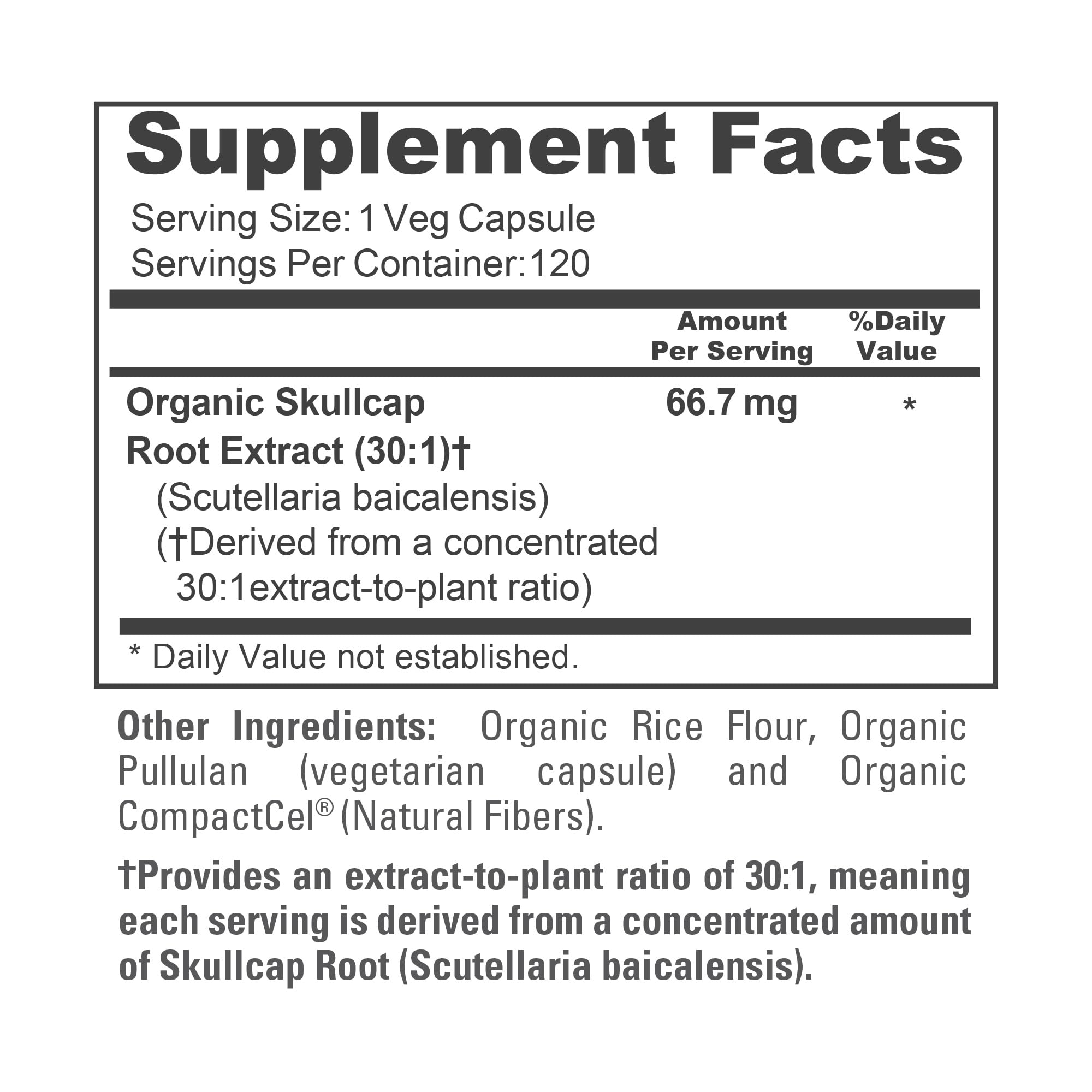 NusaPure Organic Skullcap Root Capsules, 66.66 mg, 120 Veg Capsules (Non-GMO, USDA, Vegan)