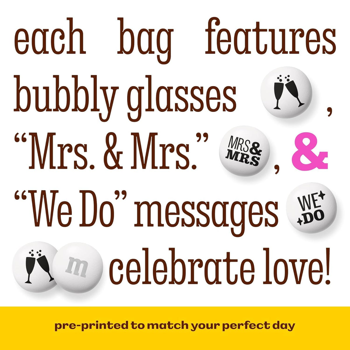 M&M'S Mrs. and Mrs. Wedding Milk Chocolate Candy, 5 lb Bulk Resealable Bag