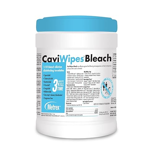 Metrex CaviWipes Bleach Surface Disinfecting Wipes - Multi-Purpose Disinfectant Towelettes for Hard, Non-Porous Surfaces in Healthcare Settings - 90