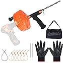 50 Ft Drain Auger,Use Manually or Drill Powered 50 Foot Drain Snake,Heavy Duty Flexible Plumbing Snake,With Gloves and Storage Bag for Kitchen Sink