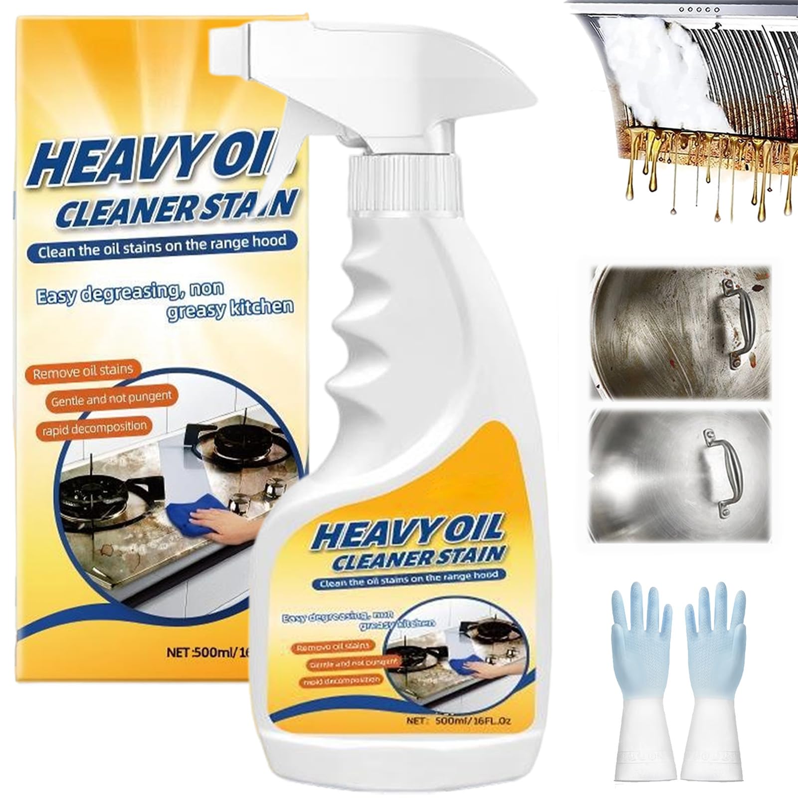 RNAISIKIY Multi-Purpose Heavy Grime Duty Cleaner, 2026 New Heavy Oil Cleaner Stain, 500ML/16.9FL Oz Heavy Oil Stain Cleaner Kitchen, Degreaser Spray
