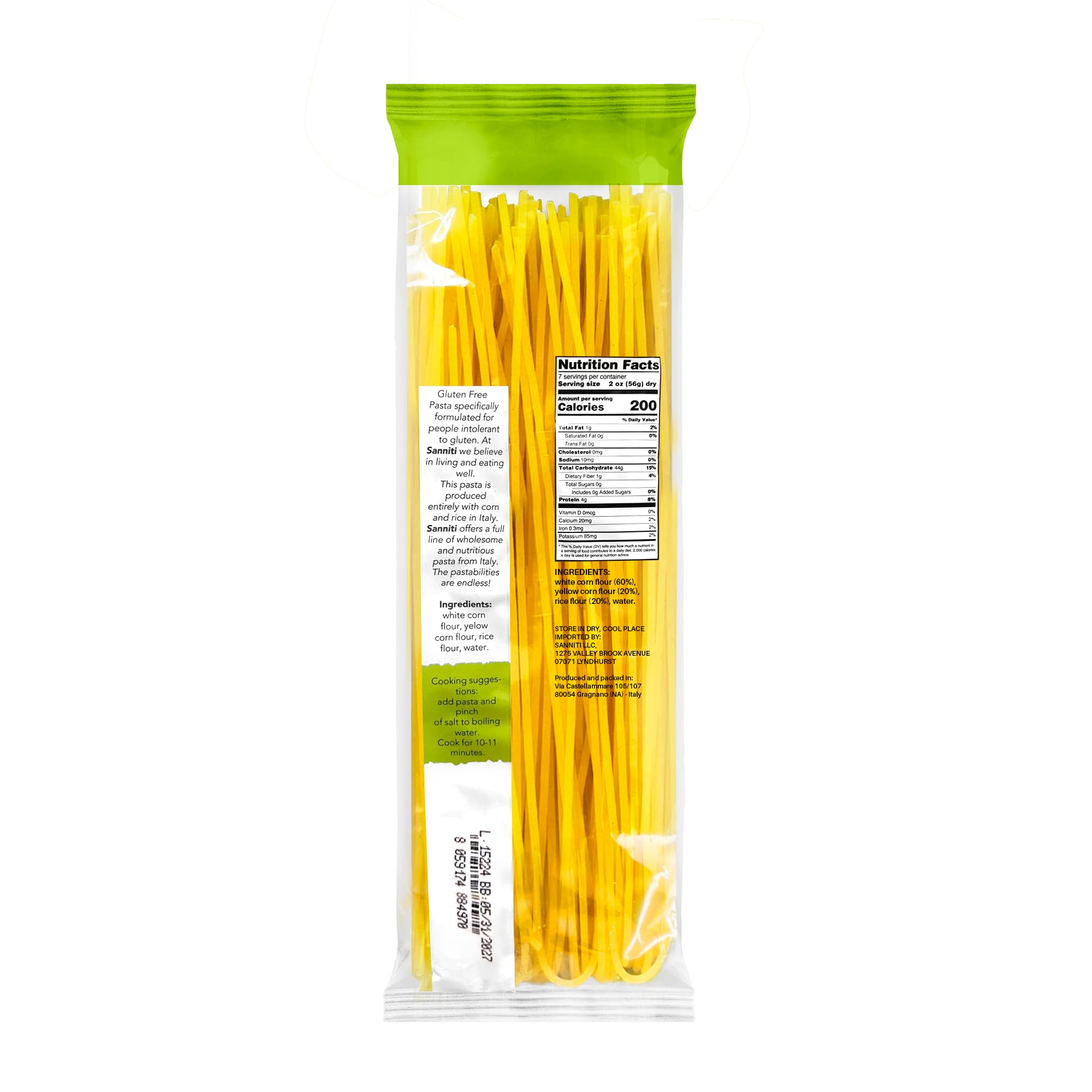 Sanniti Italian Gluten Free Spaghetti Pasta | European-Kosher | Vegan | GMO-Free | Made with Corn and Rice | Imported from Italy, 8.8 oz each [Pack