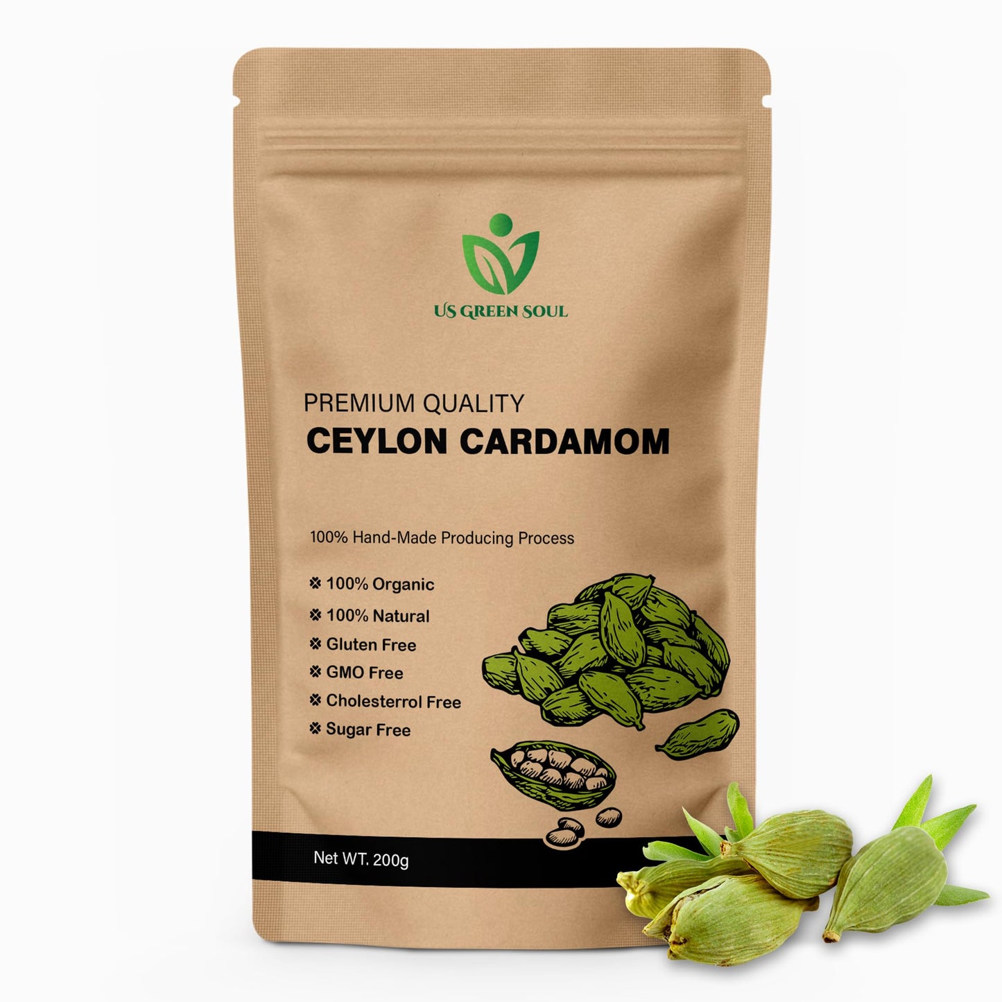 Premium Quality Cardamom: Carefully sourced from Sri Lanka, known for producing highly aromatic and flavorful green cardamom pods.
