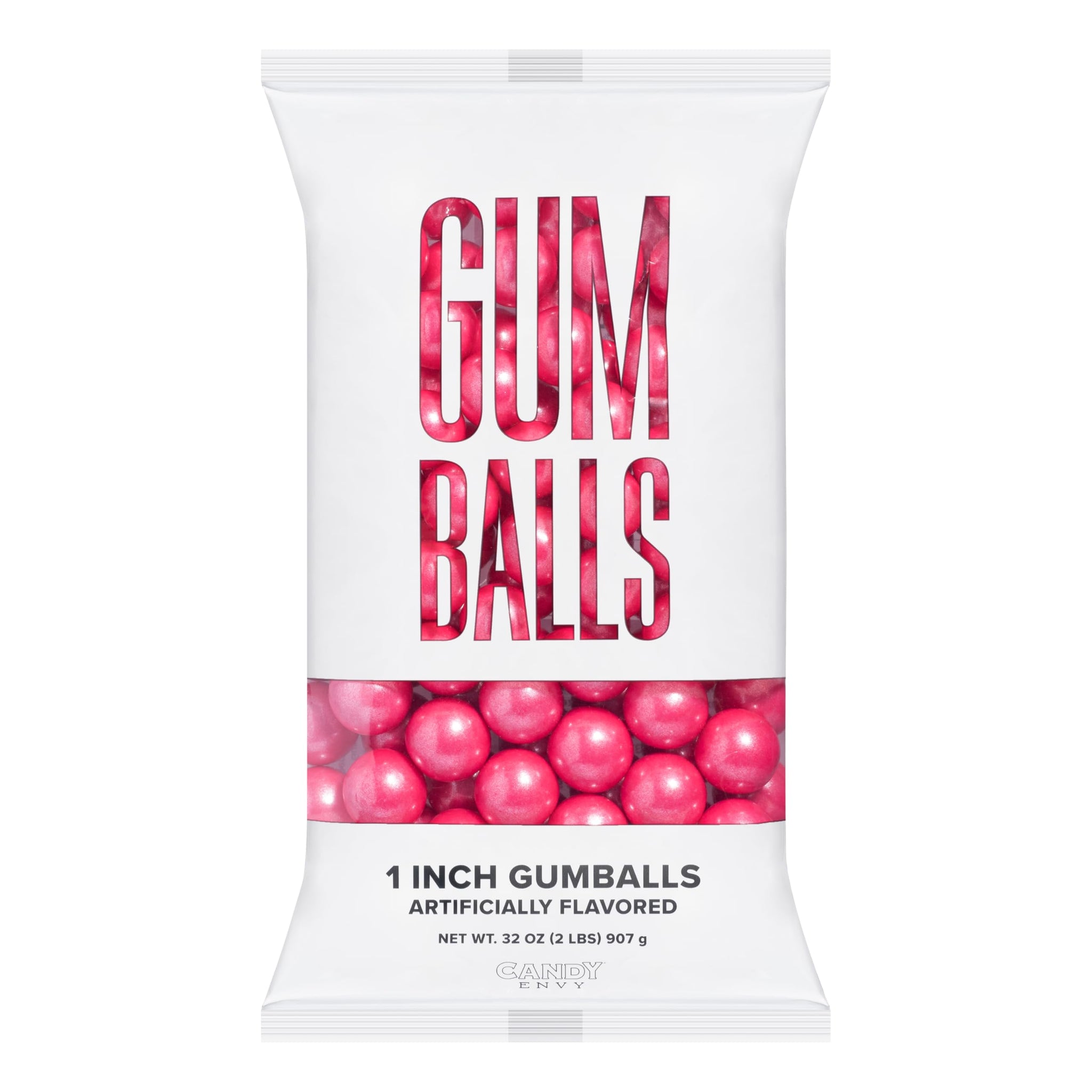 Candy Envy - Shimmer Pink Gumballs - 1 Inch - Approximately 113 Gumballs Per 2lb Bag - Bulk Pink Candy - North American Made & Kosher Certified