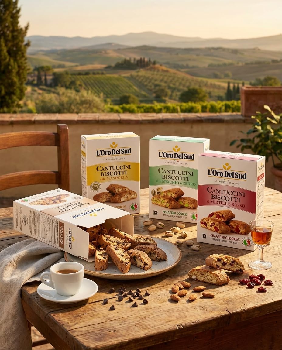 L'Oro Del Sud Cranberry Biscotti Cookies 6.3 oz (180g), Cantuccini d'Abruzzo Italian Cookies, Made with Real Cranberry, Non-GMO, Product of Italy