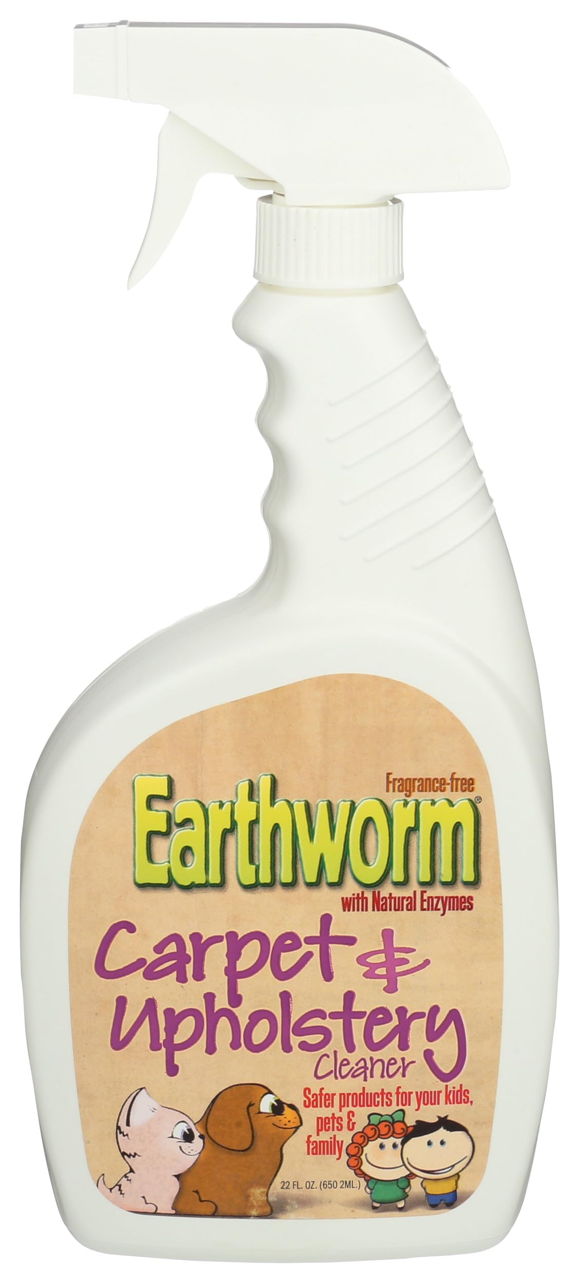Earthworm Carpet & Upholstery Cleaner Spot & Stain Remover - Natural Enzymes, Safer for Family, Environmentally Responsible - 22 oz