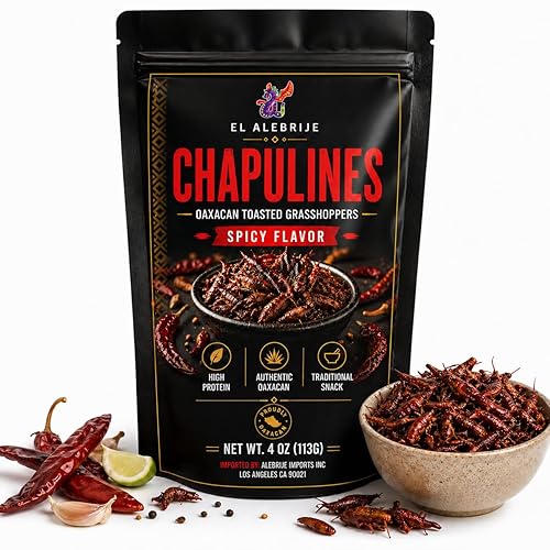 Alebrixes | Chapulines From Oaxaca 4oz (114g) Enchilados | Premium Toasted Edible Grasshoppers - Marinated Spicy Flavor - Always Fresh & Delicious