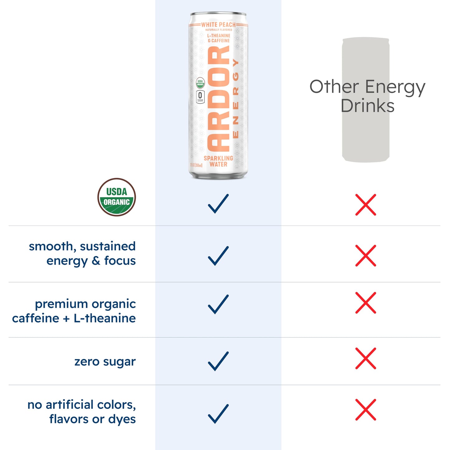 ARDOR ENERGY Sparkling Water with 100mg Natural Caffeine & 200mg L-Theanine from Organic Green Tea for Smooth Energy & Focus | Healthy Energy Drink |