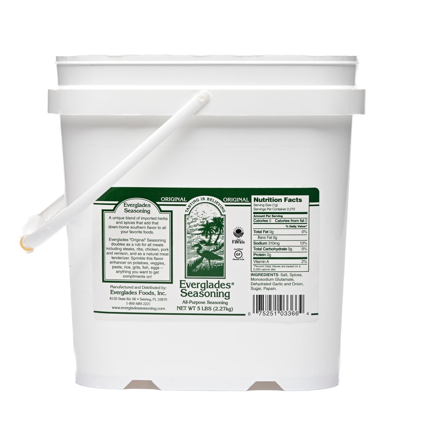 Everglades All Purpose Seasoning - Southern Spice Blend for Meats & Seafood - 5 lb Tub
