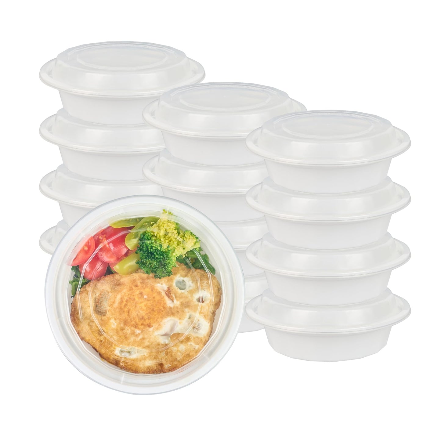 Restaurantware Asporto 16 Ounce To Go Boxes 100 Microwavable Take Out Food Containers - Clear Plastic Lids Included Do Not Contain BPA White Plastic