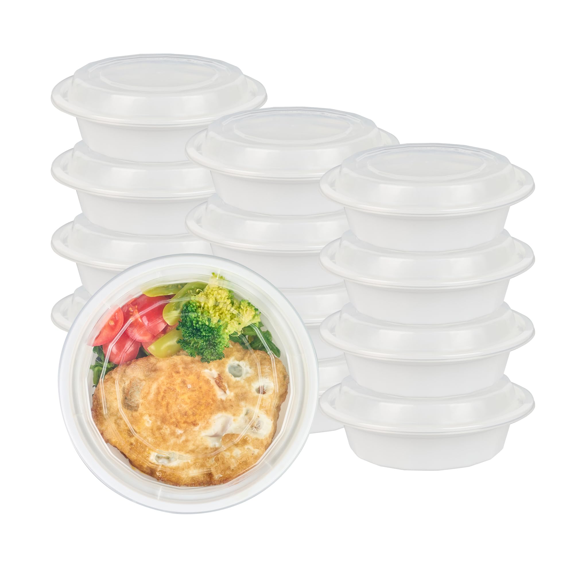 Restaurantware Asporto 16 Ounce To Go Boxes 100 Microwavable Take Out Food Containers - Clear Plastic Lids Included Do Not Contain BPA White Plastic
