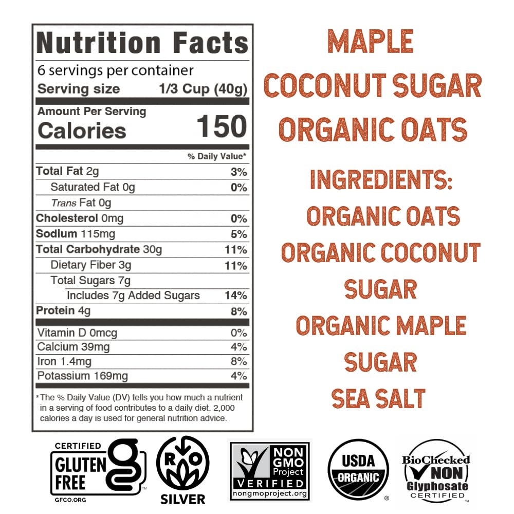 Wildway Organic Rolled Oats, Overnight Oats | Glyphosate-Free, Gluten-Free Oatmeal | Non-GMO, Plant-Based Protein | Regenerative, Sustainable