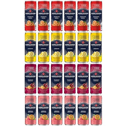 San Pellegrino Sparkling Fruit Beverages Variety Pack, 11.15 fl oz Cans - 24 Pack - Blood Orange, Lemon, Prickly Pear & Pomegranate Orange