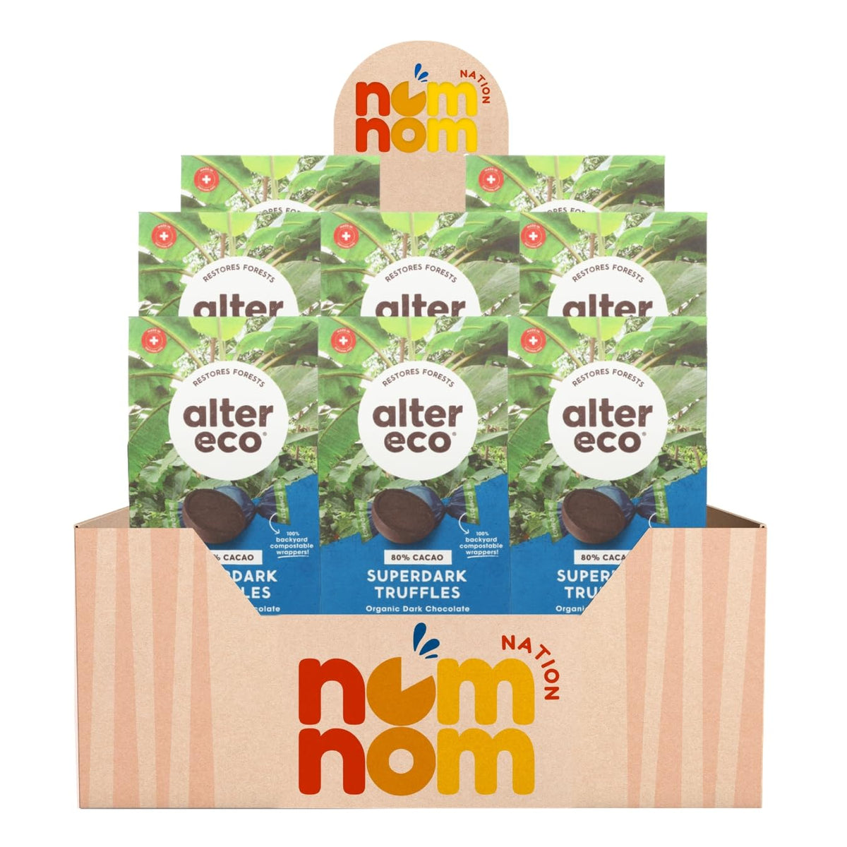 Organic Dark Chocolate Truffle - 4.2 oz Box - Pack of 8 - Rich Dark Chocolate Candy for Dessert and Snacking - Easter Chocolate and Birthday Cake