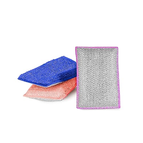 Smart Design Non Scratch Scrub Sponge with Bamboo Odorless Rayon Fiber - Set of 6 - Ultra Absorbent - Soft and Scrubber Side - Cleaning, Dishes