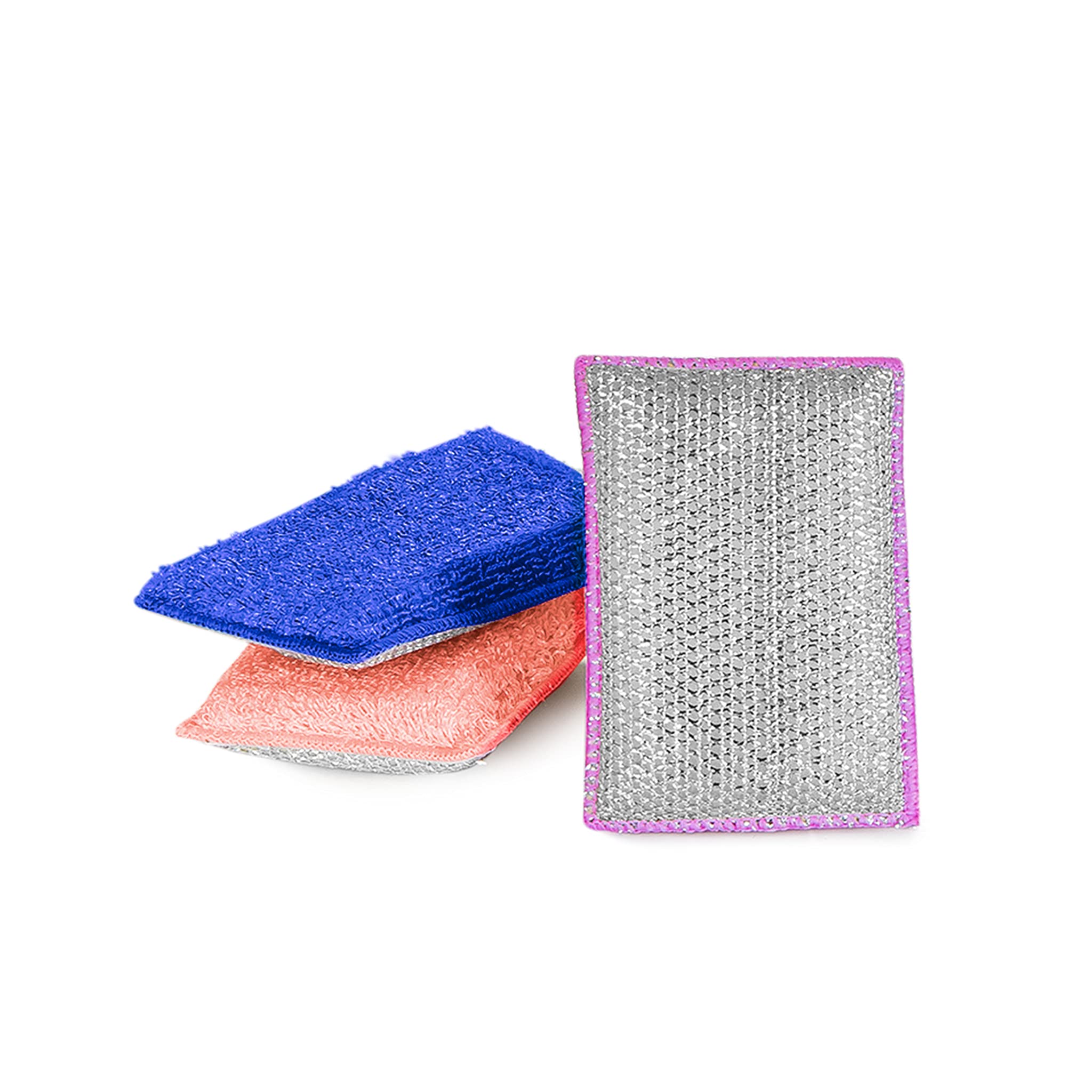 Smart Design Non Scratch Scrub Sponge with Bamboo Odorless Rayon Fiber - Set of 6 - Ultra Absorbent - Soft and Scrubber Side - Cleaning, Dishes