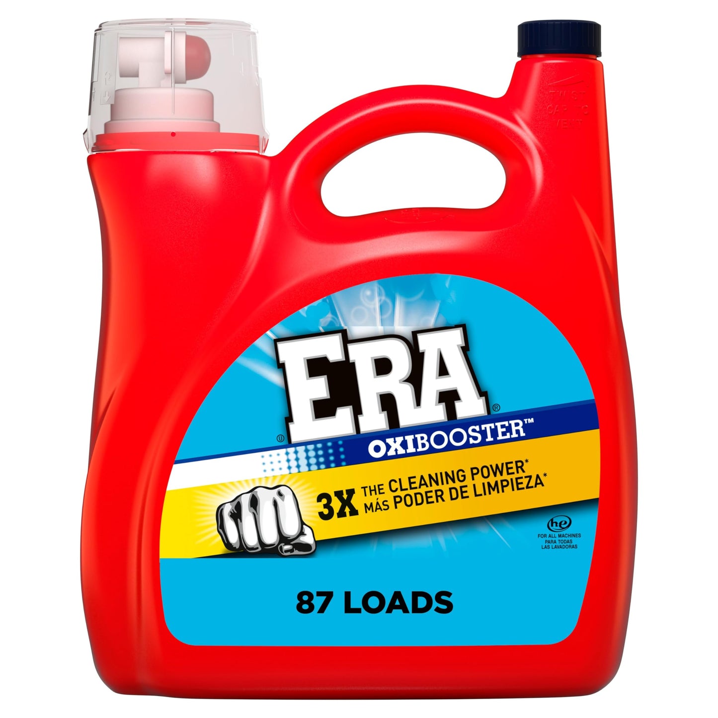 Era Oxibooster Liquid Laundry Detergent, 154 fl oz, 87 Loads Powerful Laundry Detergent for Stain Removal, Tough on Stains, Era Active Spot Fighter