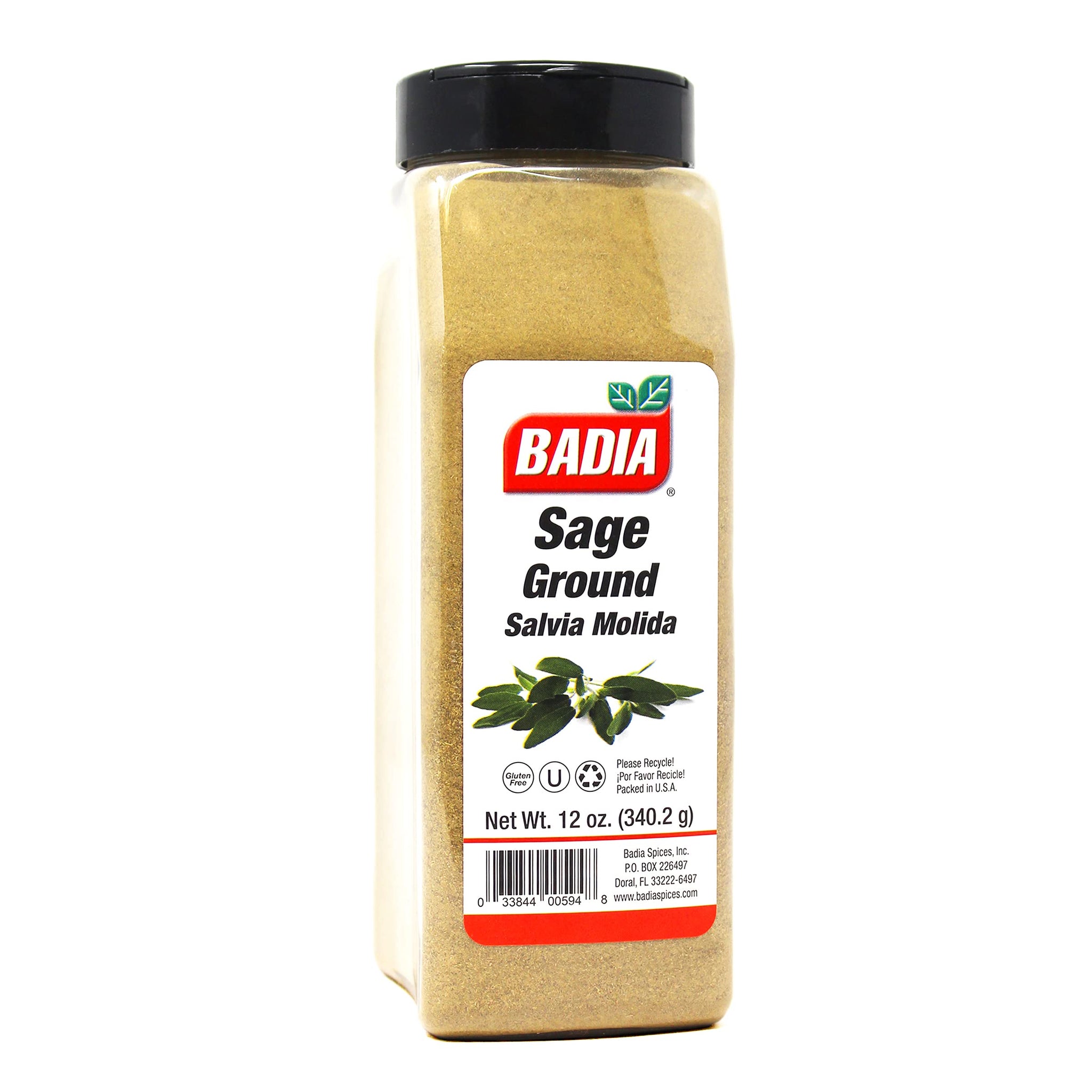 Badia Ground Sage, 12 oz - Earthy, Aromatic Herb Seasoning, Savory Flavor, Gluten Free, No MSG, Kosher