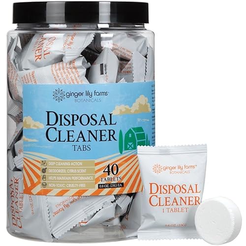 Ginger Lily Farms Botanicals Garbage Disposal Cleaner Tabs, Deep Cleaning Tablets for Sink Disposals, Removes Odor-Causing Residues, Citrus Scent