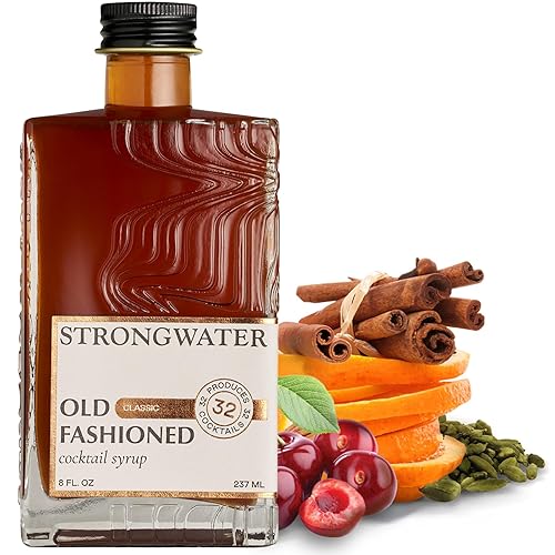 Strongwater Old Fashioned Mix - Makes 32 Cocktails - Handcrafted Old Fashioned Syrup with Bitters, Orange, Cherry, Organic Demerara Sugar - Craft