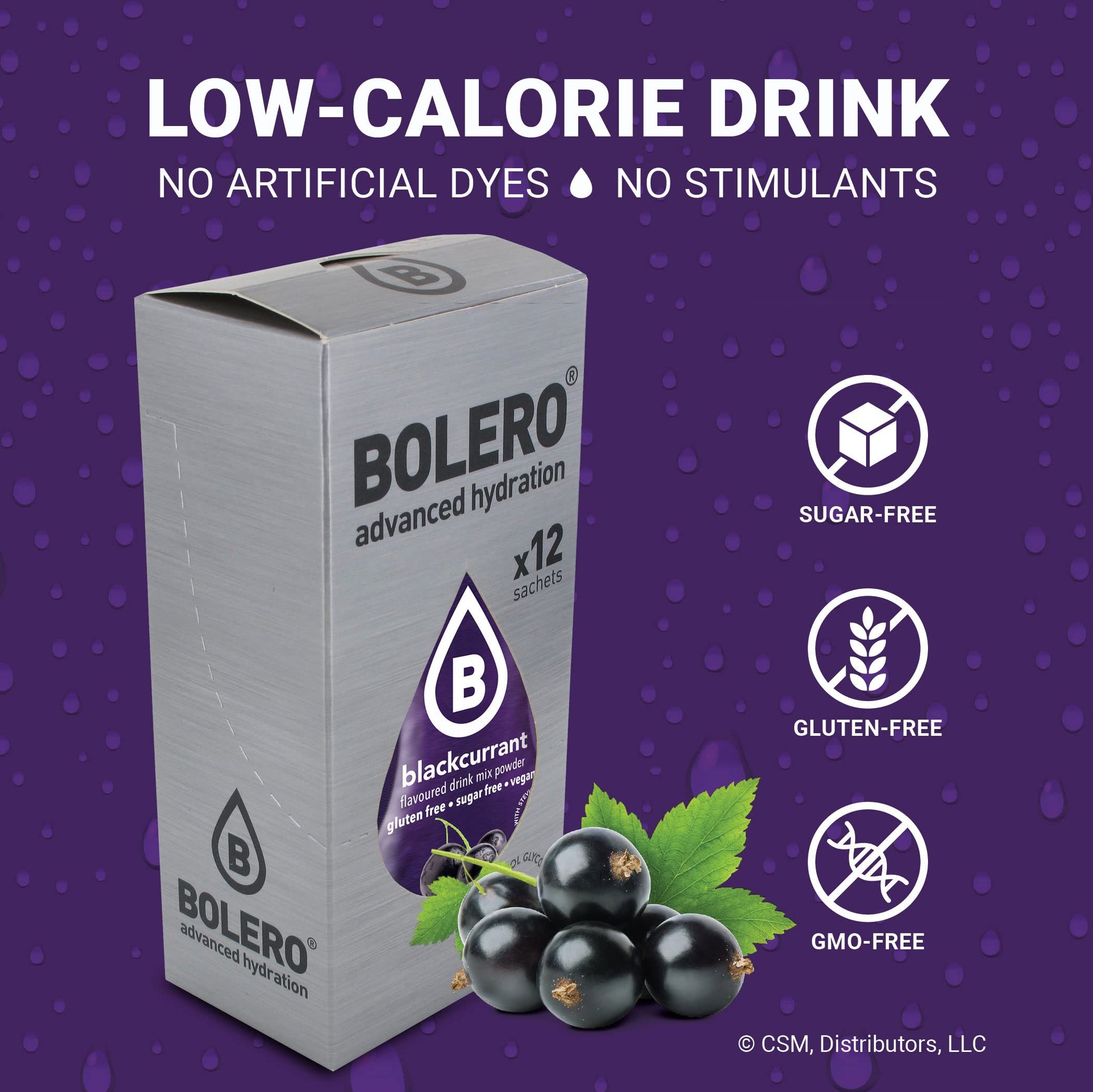 Bolero- Sugar Free Drink Mix Packets Black Currant Fruit Flavors | Powdered Flavored Water Packets | 36 Small Sachet On The Go Packets
