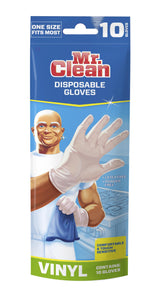 Mr. Clean Vinyl Gloves Disposable Single Use Latex Powder & BPA-Free with Beaded Cuff Construction Touch Sensitivity & Dexterity for Flexible Fit One