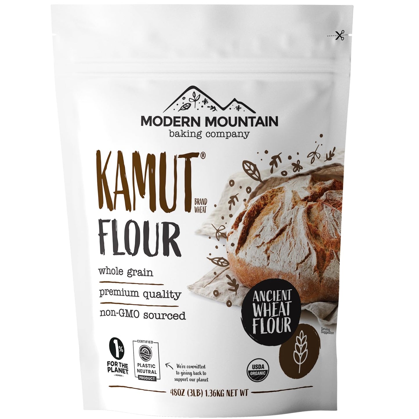 KAMUT Flour (3 lb) Whole Wheat Flour, Great for Whole Grain Bread and Baking, All-Natural, USDA Organic, OU Kosher Certified, Milled from Ancient