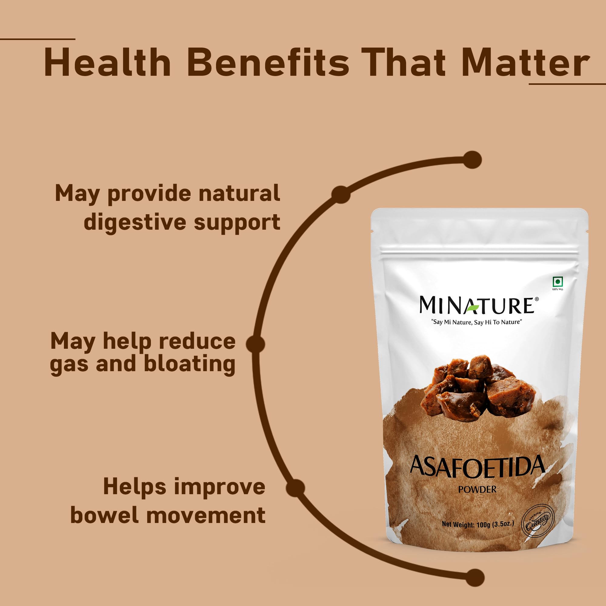 Mi Nature Asafoetida Powder (Hing) | Natural Indian Spice 100g (3.5oz)| Heeng Powder | Authentic Cooking Ingredient from India