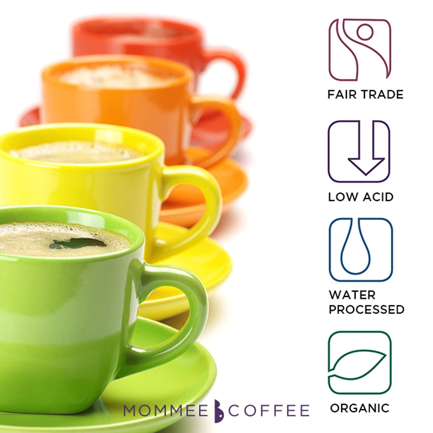 Mommee Coffee Half Caf Low Acid Whole Organic Coffee Beans - 100% Arabica Organic Half Caff Coffee Beans with Smooth Caramel Flavor - Natural Process