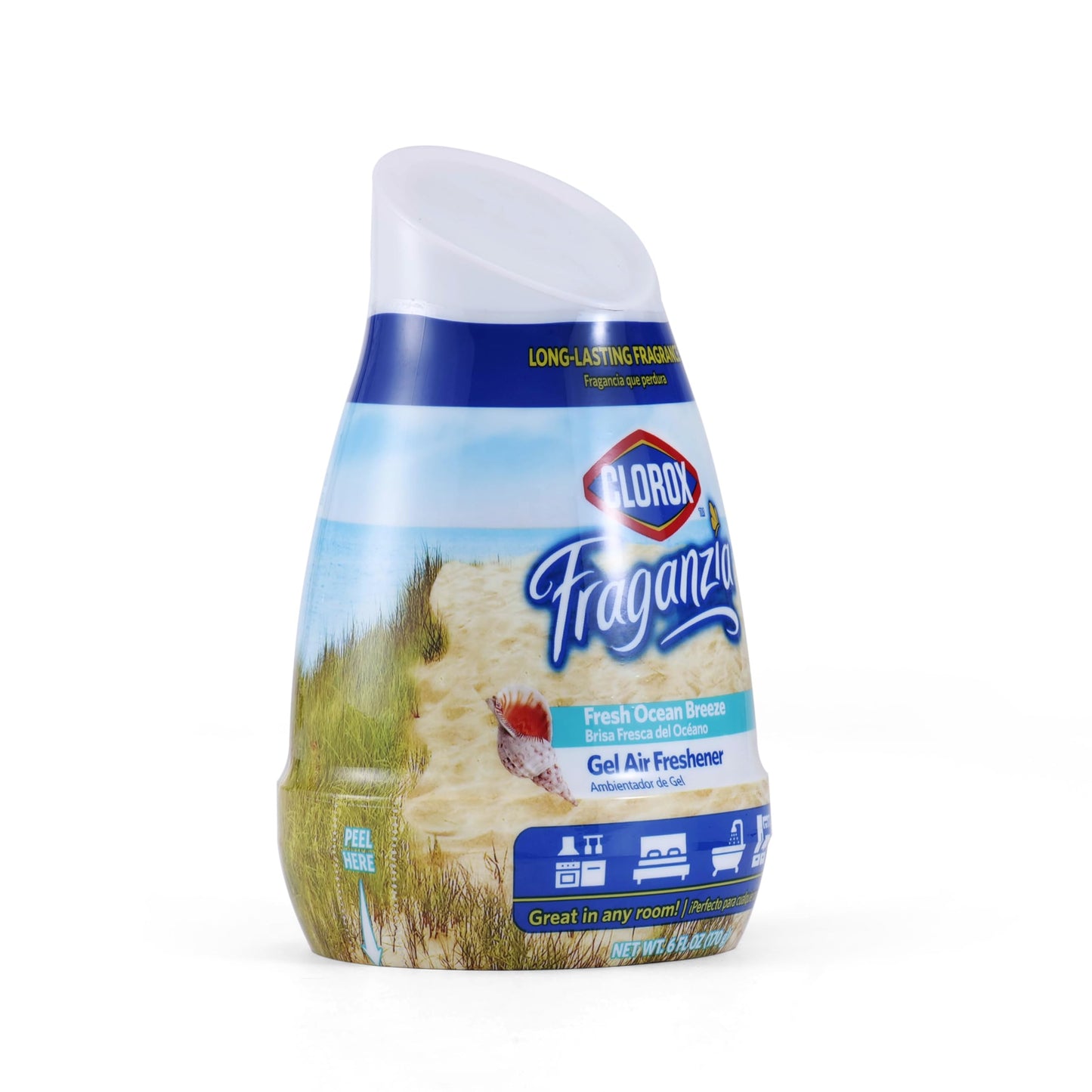 Clorox Fraganzia Cone Gel Air Freshener, Twist Open Adjustable Solid Air Deodorizer for Small Indoor Spaces, Continuous Fresh Ocean Breeze Scent