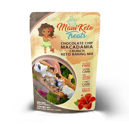 Maui Keto Treats Chocolate Chip Macadamia Crunch Bar Cookie Mix - Gluten Free Low Carb Made with Organic Almond Flour- 12 Ounce (Chocolate Chip Macadamia Crunch Bar Cookie Mix)