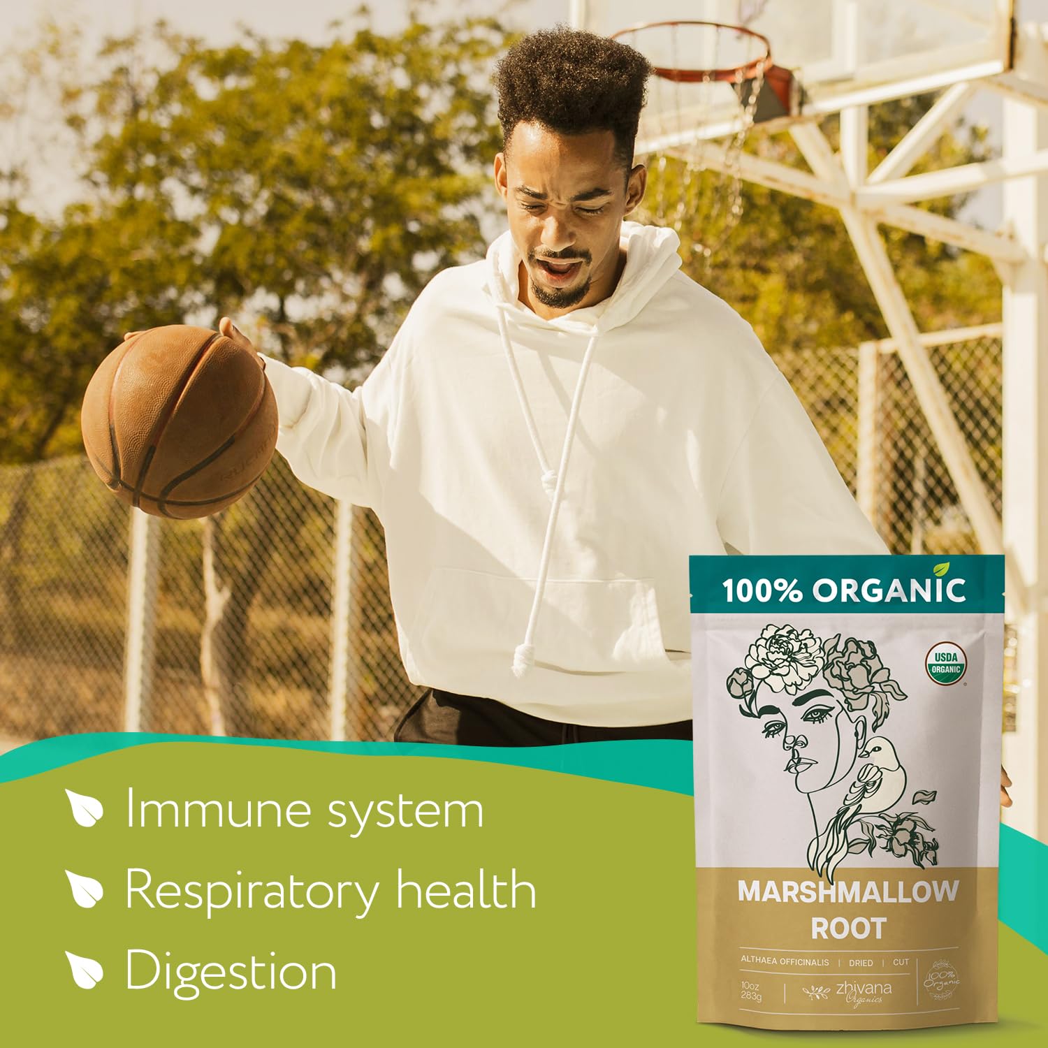 Organic Marshmallow Root Tea (10oz.) - Dried Marshmellow Root Herb (Althaea Officinalis) - Natural Alternative That Helps with Throat Coat, Cough, Gut