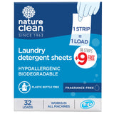 Nature Clean Non-Toxic Laundry Detergent Sheets Unscented 32 counts. Natural Fragrance Free Travel Laundry Detergent Strips & Soap Sheets Scent free