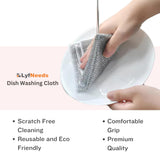 LyfNeeds Non Scratch Wire Dishwashing Rag, 8 Pack Double Layer Reusable Wire Dishcloth, Silver Mesh Metal Cleaning Cloth for Pots, Pans, Sink, Steel