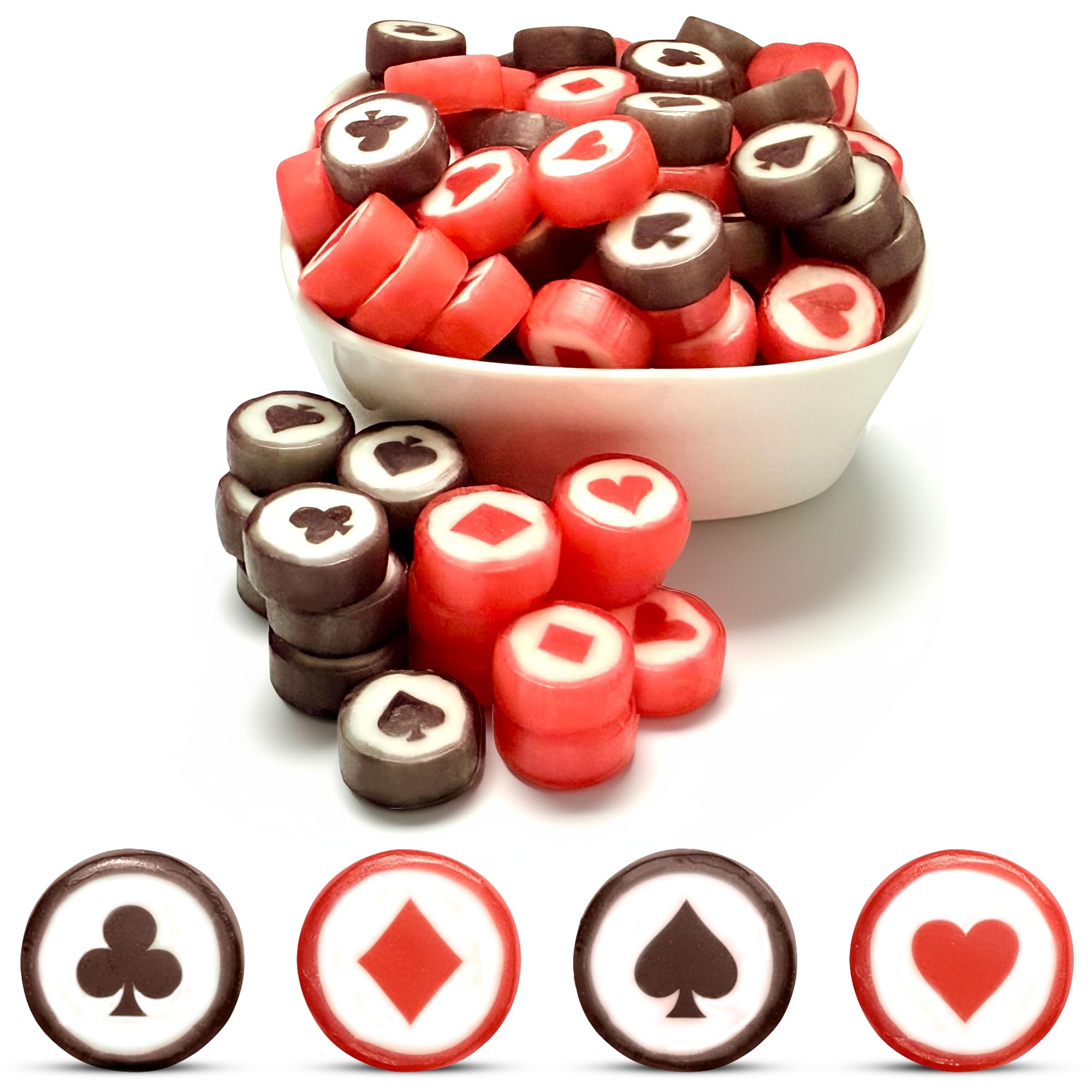 Poker Candy - Hard Candy Bulk 1 lb Bag of Individually Wrapped Small Candies Assortment (approx. 116 pcs) Great for Office Bowls - Casino Theme Party