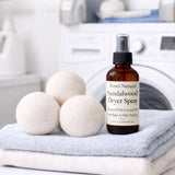 Roses Natural Wool Dryer Balls & Dryer Spray Bundle - 3 Reusable Dryer Balls + Plant-Based Essential Oil Dryer Spray, Natural Fabric Freshener