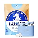 BLUELAND 100% Plastic-Free Dishwasher Detergent Tablets, Starter Set, 60 Count with tin, Free & Clear, Eco-Friendly Dishwashing Pods, Natural, USDA
