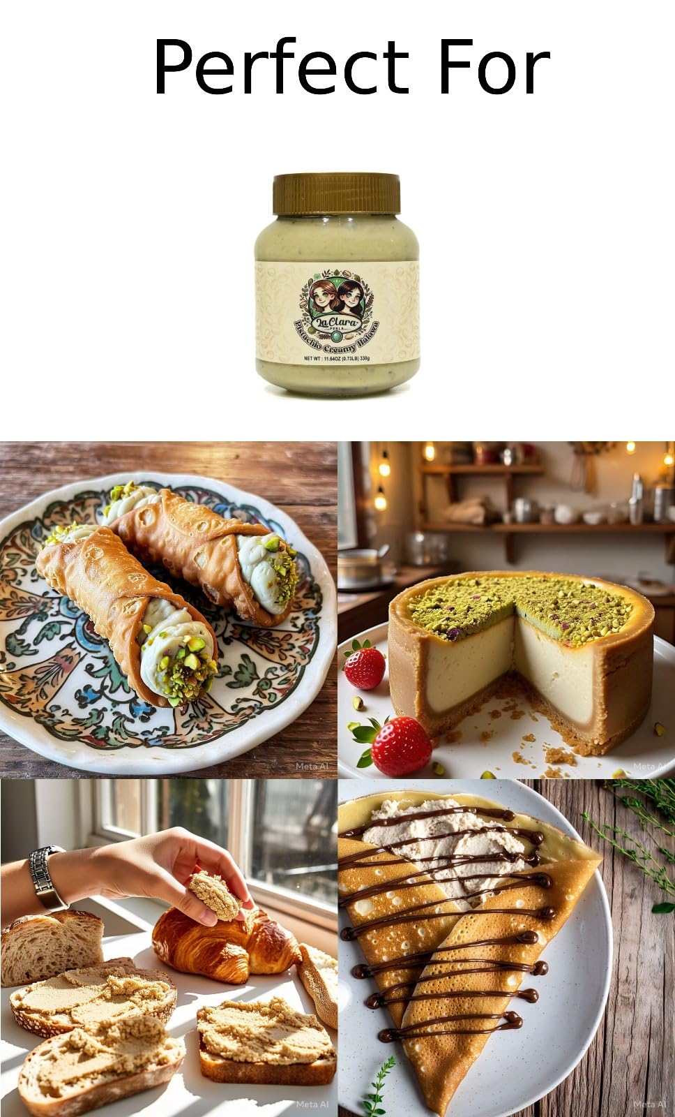 Pistachio Creamy Halawa (Halva/Halwa) Spread (New Flavor for Dubai Chocolate) - 11.64oz (330g)
