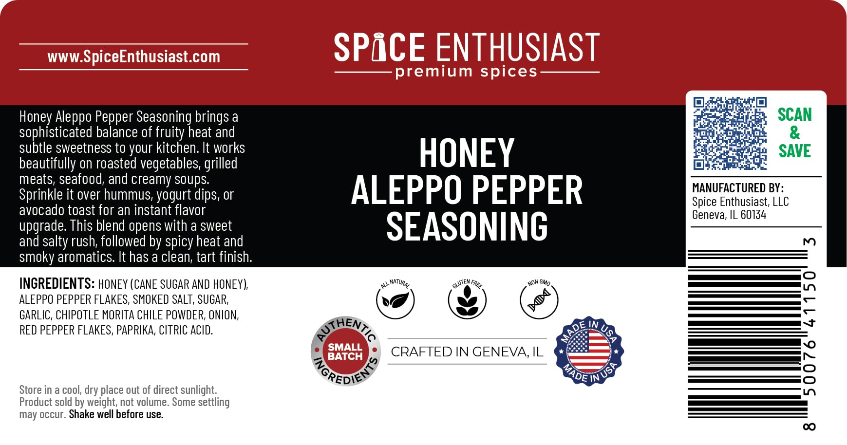 Spice Enthusiast Honey Aleppo Pepper Seasoning - 5 oz
